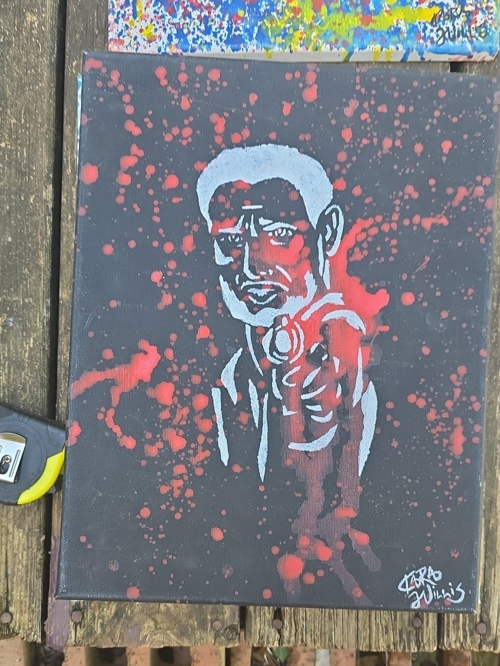 Rick Grimes Graffiti Original Red and Black Portrait Canvas 11x14